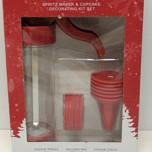 NWT! CWC Christmas Holiday Spritz Cookie Maker & Cupcake Decorating Set